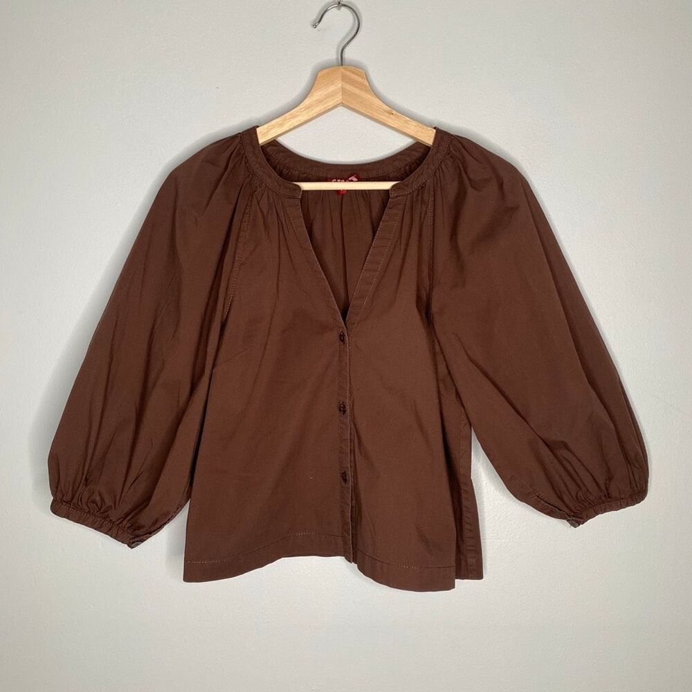 STAUD New Dill Puff Sleeve Cotton Top